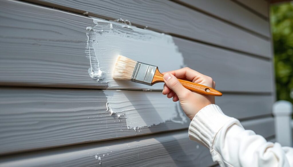 Aplikacja białej farby do drewna na zewnątrz Aplikacja białej farby do drewna na zewnątrz