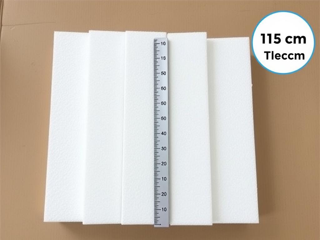 Cztery płyty styropianu o grubości 15 cm ułożone obok siebie