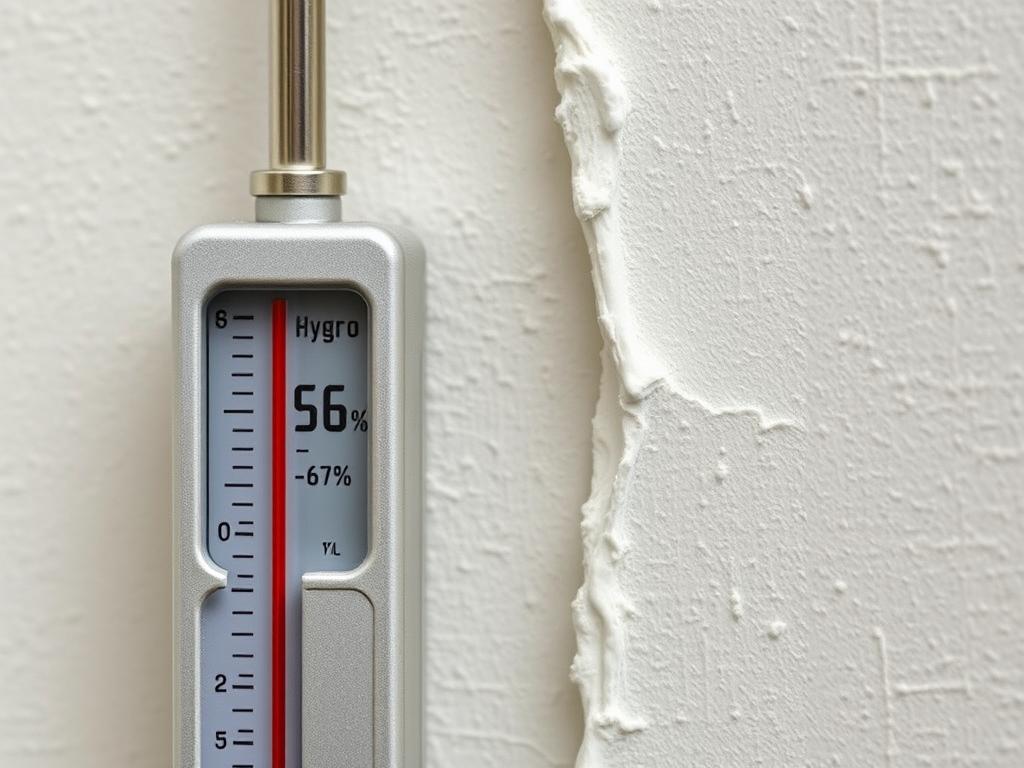 Higrometr pokazujący optymalny poziom wilgotności dla schnięcia gładzi szpachlowej