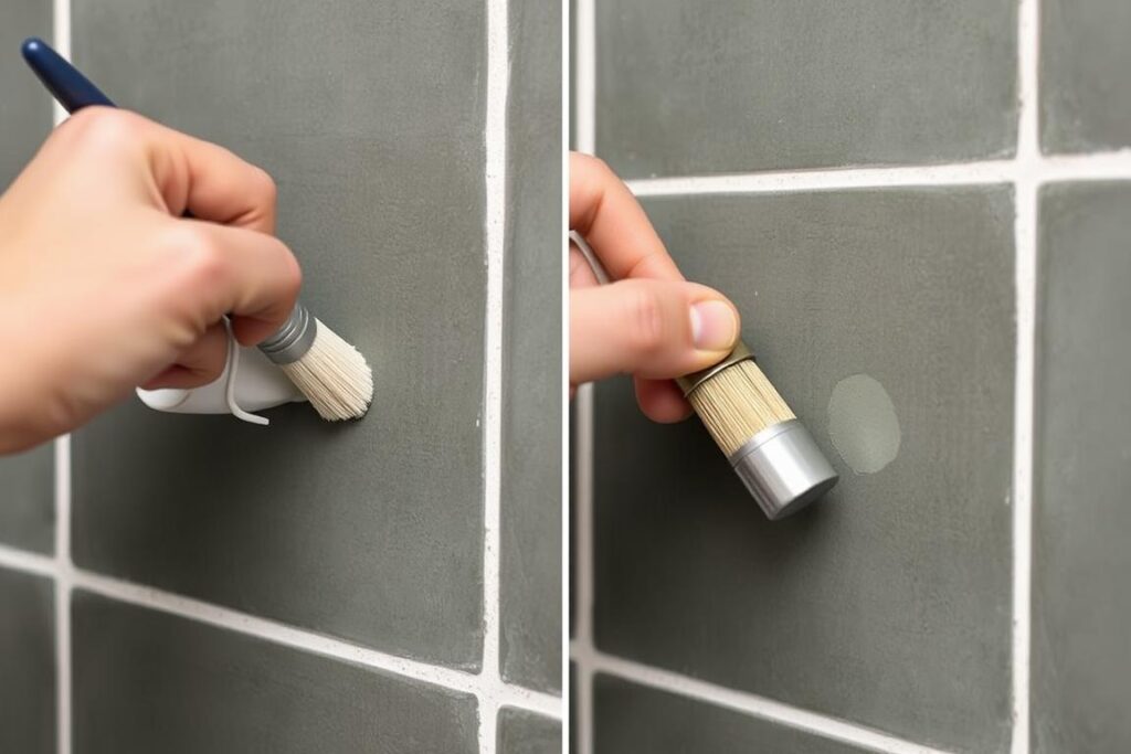 Malowanie fug specjalną farbą renowacyjną Malowanie fug specjalną farbą renowacyjną