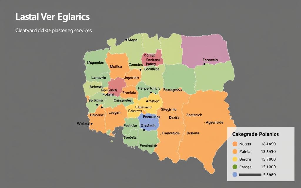 Mapa Polski z oznaczeniem różnic cenowych za położenie gładzi w różnych regionach