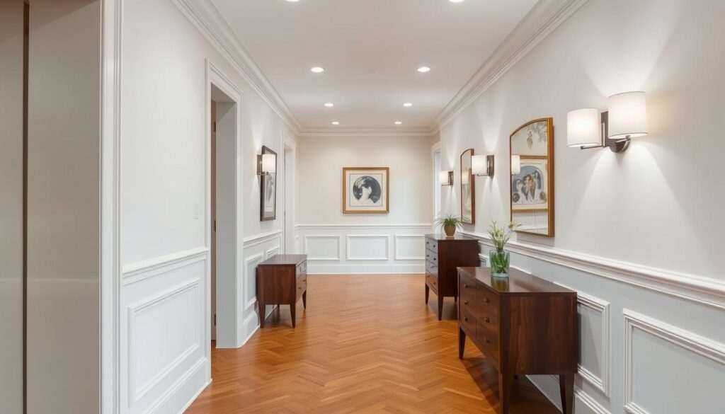 Nowoczesna lamperia w przedpokoju jako alternatywa dla boazerii