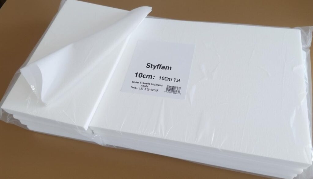 Paczka styropianu z widocznymi płytami o grubości 10 cm