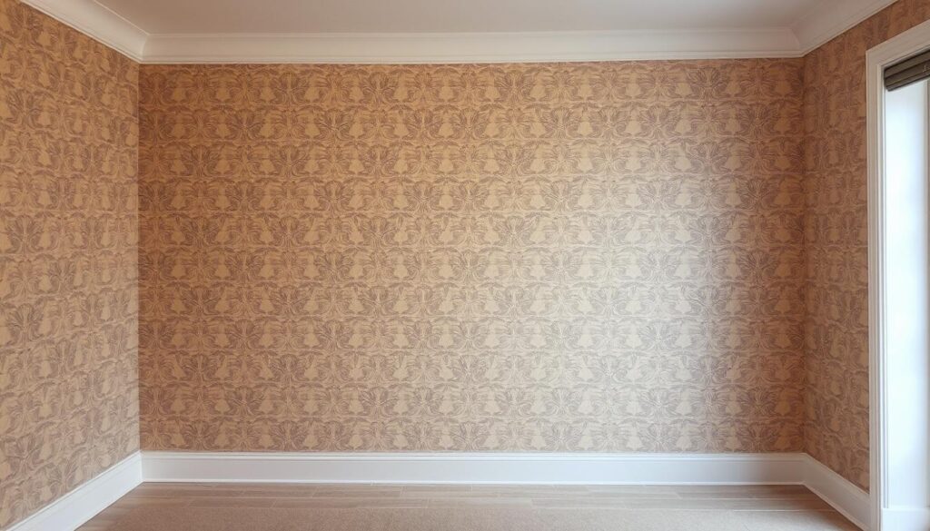 Perfekcyjnie wytapetowana ściana bez widocznych łączeń