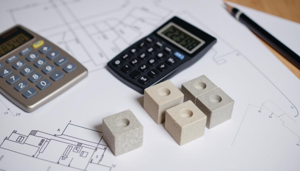 Planowanie budowy z rysunkami technicznymi i kalkulatorem