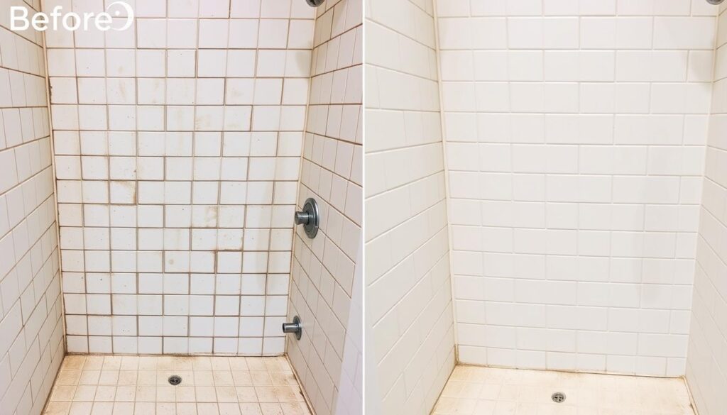 Porównanie fug przed i po malowaniu specjalną farbą Porównanie fug przed i po malowaniu specjalną farbą