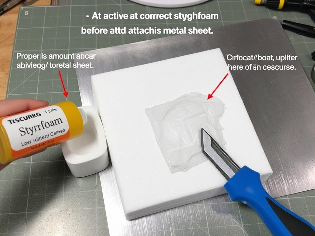 Prawidłowa aplikacja kleju na styropian przed przyklejeniem do blachy