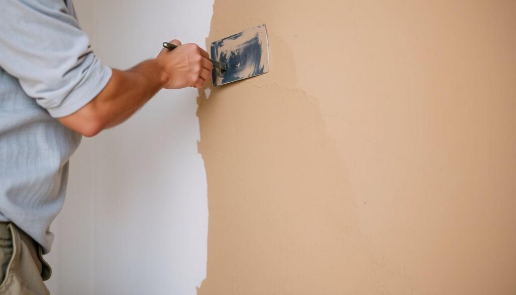 Proces nakładania tynku glinianego na ścianę za pomocą pacy Proces nakładania tynku glinianego na ścianę za pomocą pacy