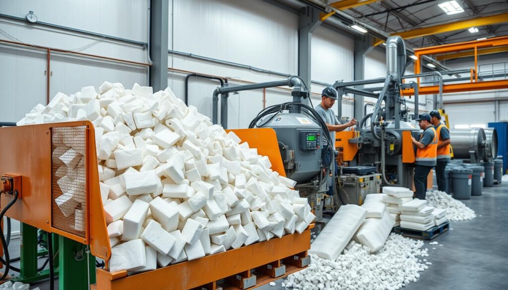 Proces recyklingu styropianu w specjalistycznym zakładzie, czy styropian wrzucamy do plastiku