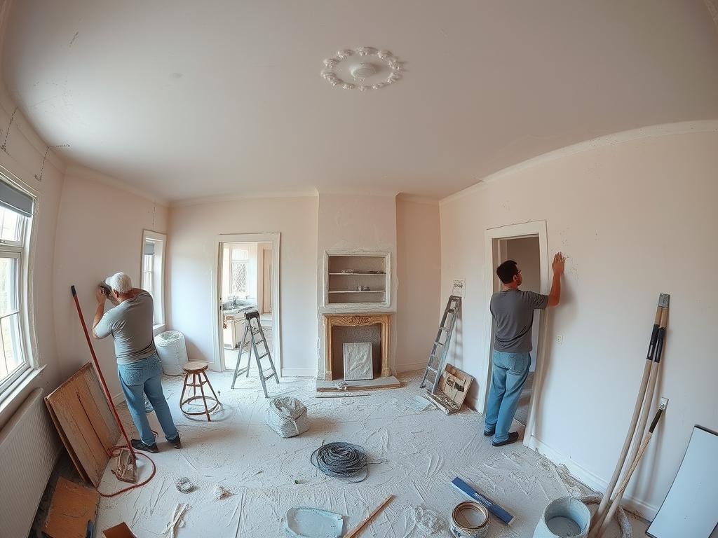 Proces tynkowania ścian w domu jednorodzinnym