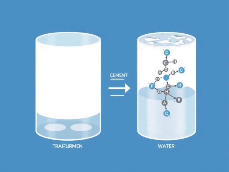 Proces wiązania cementu z wodą - wizualizacja reakcji chemicznej
