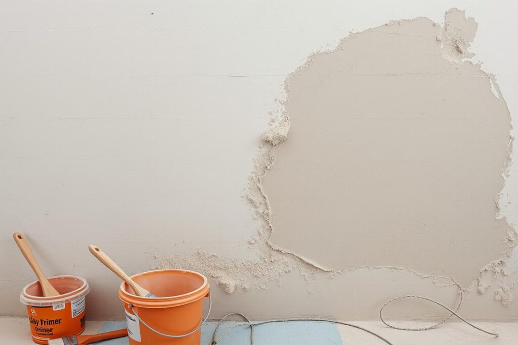 Przygotowanie ściany przed nałożeniem tynku glinianego - czyszczenie i gruntowanie powierzchni Przygotowanie ściany przed nałożeniem tynku glinianego - czyszczenie i gruntowanie powierzchni