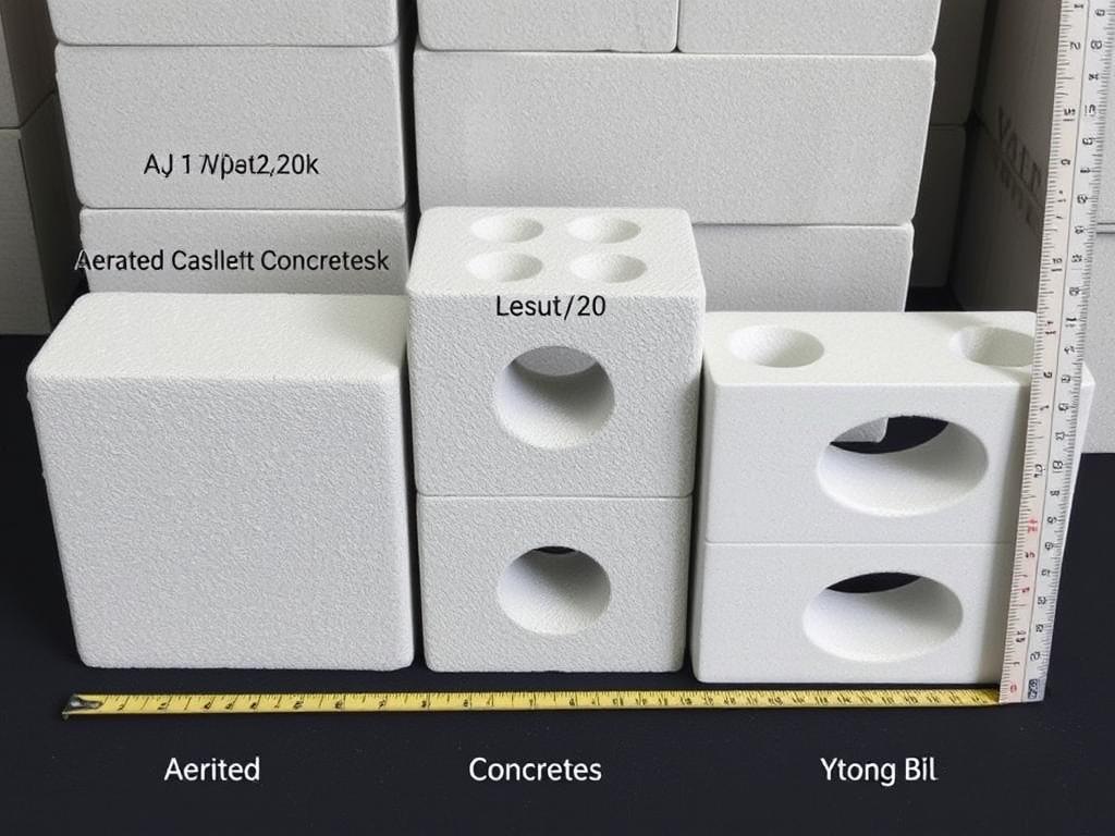 Różne rodzaje bloczków betonowych używanych w budownictwie