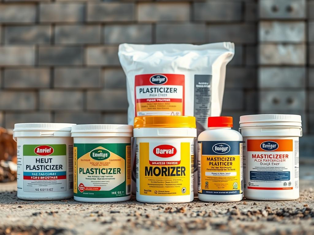 Różne rodzaje plastyfikatorów do zaprawy murarskiej na placu budowy