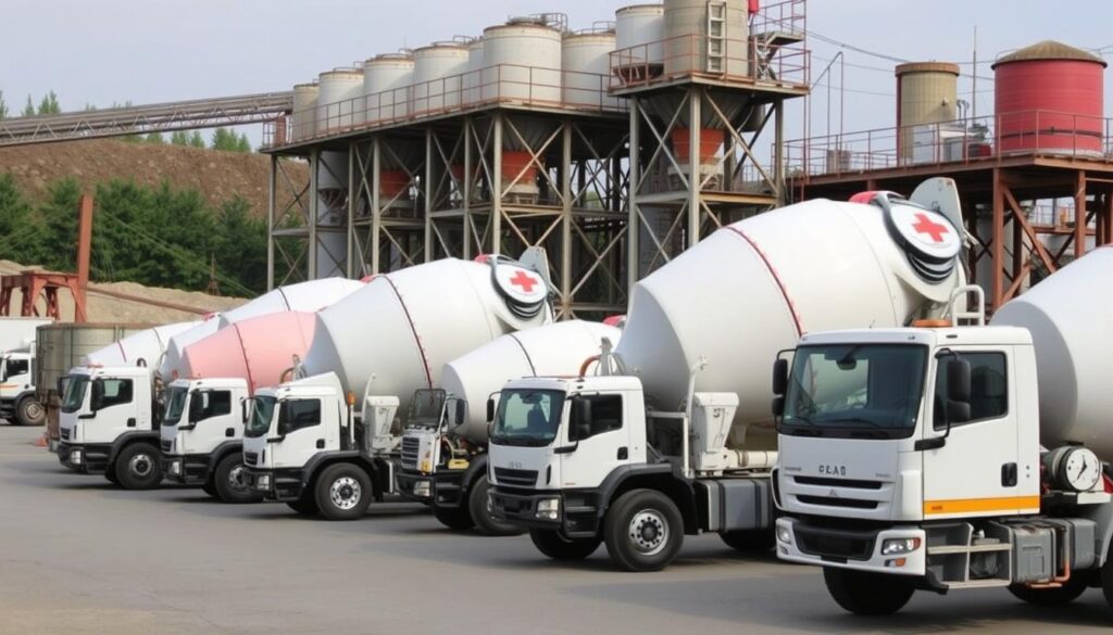 Różne typy gruszek betonu o różnych pojemnościach