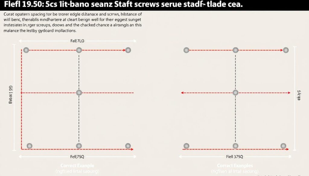 Schemat prawidłowego rozmieszczenia wkrętów w płycie gipsowej na suficie