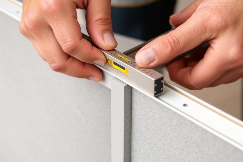 Sprawdzanie pionu narożnika za pomocą poziomicy