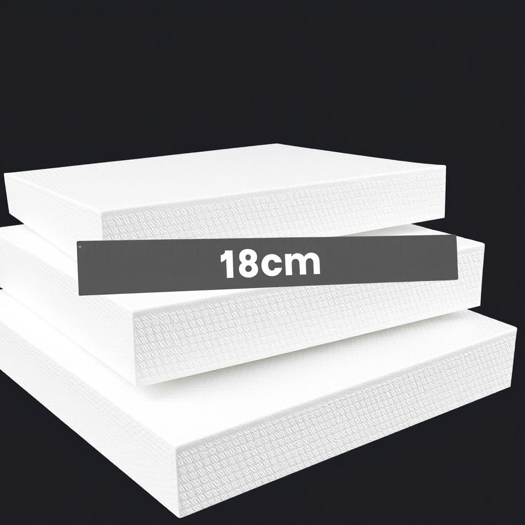 Trzy płyty styropianu o grubości 18 cm
