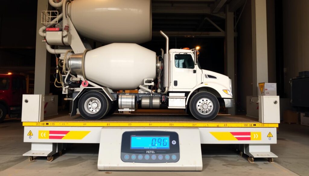 Ważenie gruszki betonu na wadze samochodowej