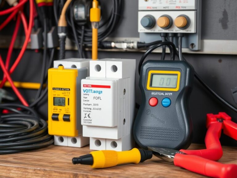 Wyłącznik różnicowoprądowy i narzędzia do bezpiecznej pracy z instalacją elektryczną