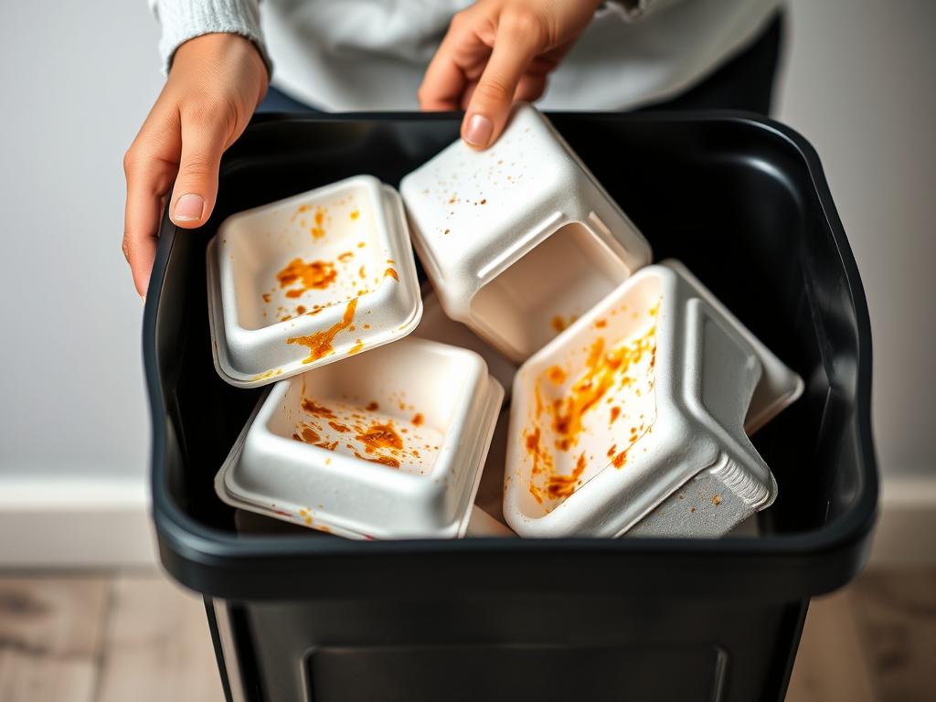 Zabrudzony styropian wrzucany do pojemnika na odpady zmieszane, czy styropian wrzucamy do plastiku