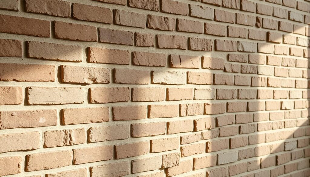 Gotowa konstrukcja murowa wykonana z użyciem zaprawy z wapnem hydratyzowanym, pokazująca estetyczne i trwałe wykończenie