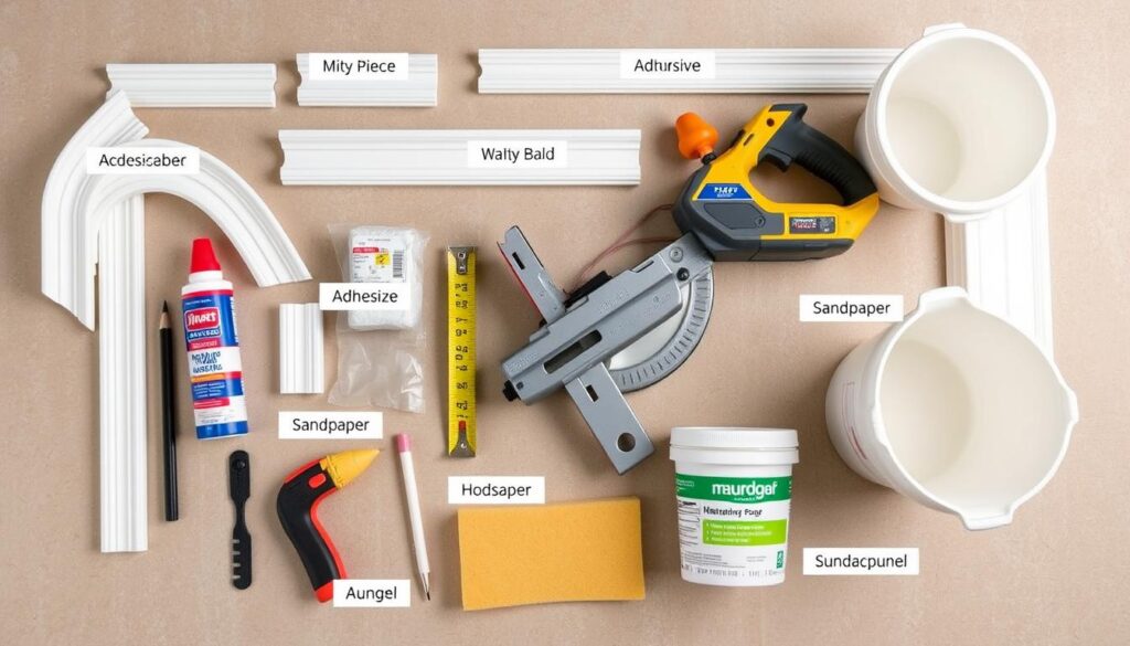 Materiały i narzędzia do montażu sztukaterii przy suficie