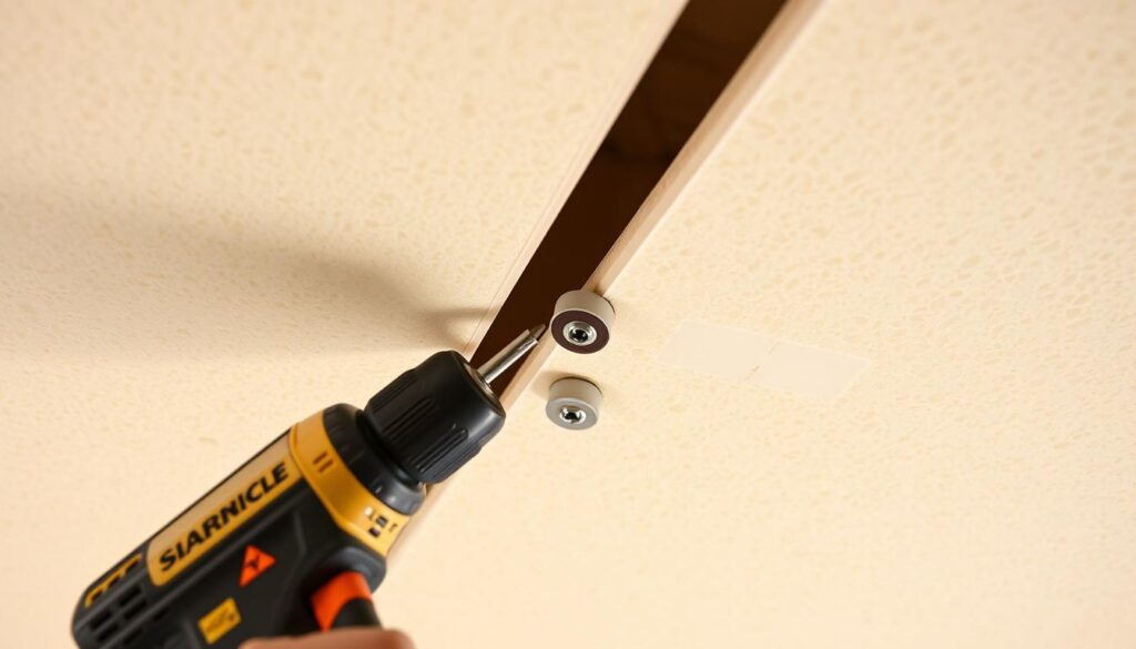 Mocowanie mechaniczne płyt PIR do sufitu za pomocą kołków z talerzykami Mocowanie mechaniczne płyt PIR do sufitu za pomocą kołków z talerzykami