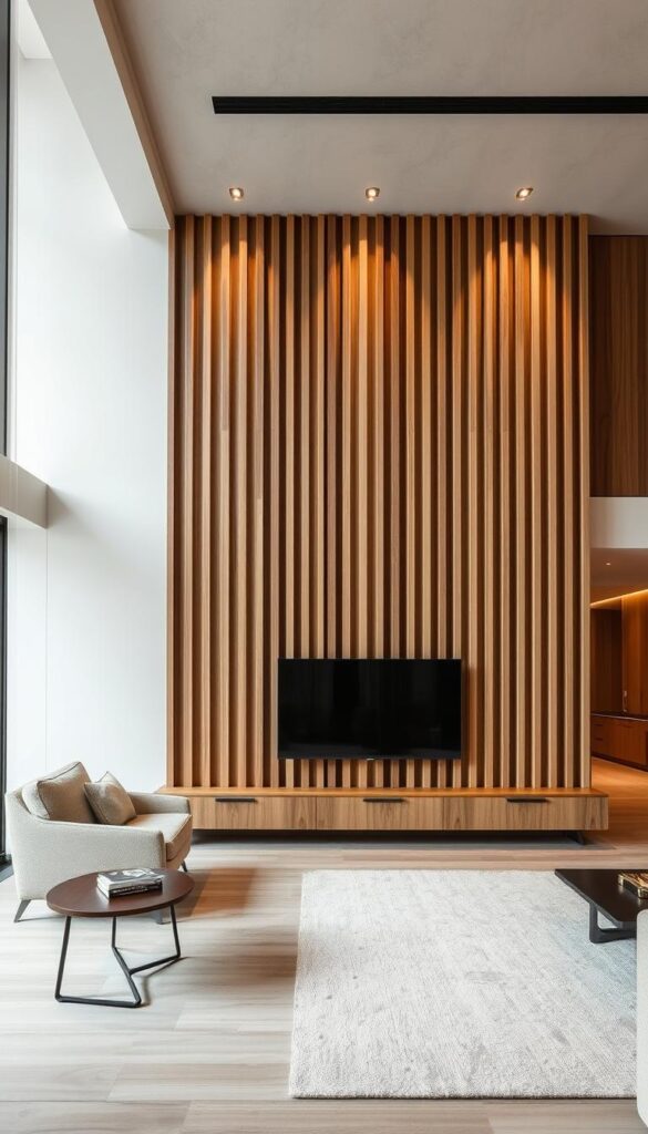 Pionowy montaż lameli od podłogi do sufitu Pionowy montaż lameli od podłogi do sufitu