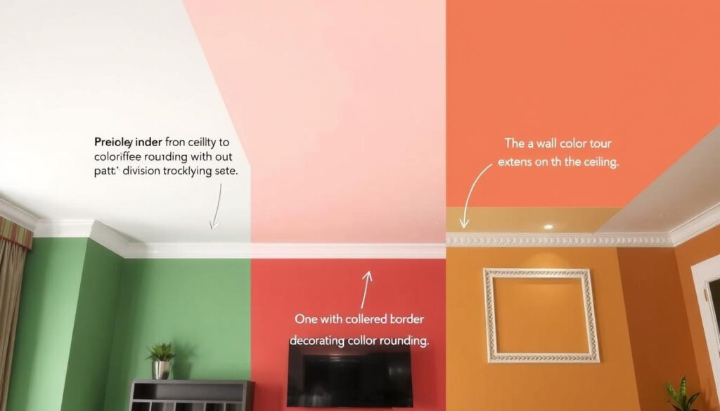 Podział kolorystyczny jako sposób na ukrycie zaokrągleń przy suficie