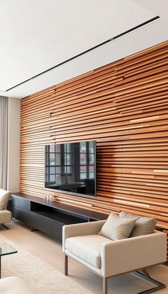 Poziomy montaż lameli na ścianie Poziomy montaż lameli na ścianie