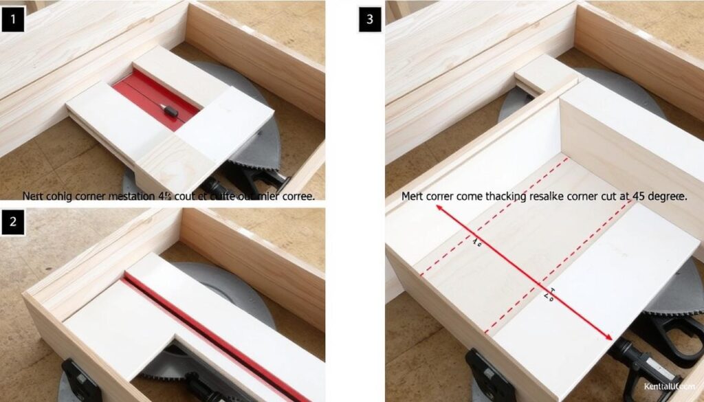 Prawidłowe ustawienie listwy w skrzynce uciosowej do cięcia pod kątem 45 stopni