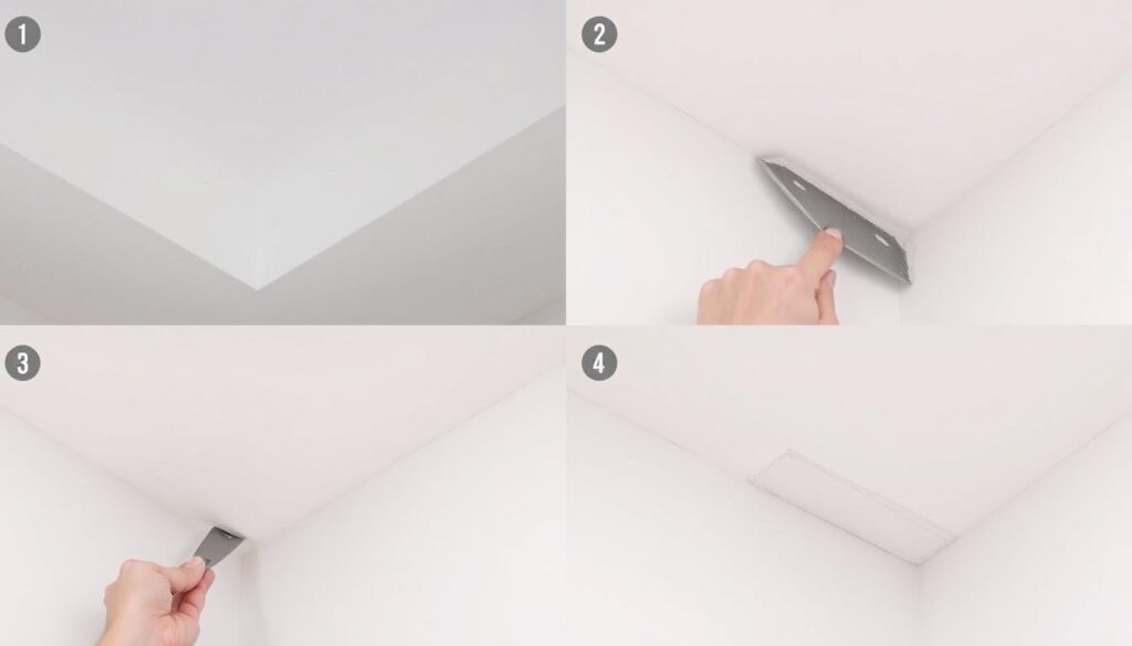 Proces szpachlowania zaokrągleń przy suficie