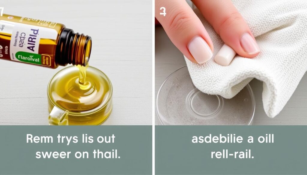 Proces usuwania kleju z powierzchni mebla za pomocą olejku eterycznego