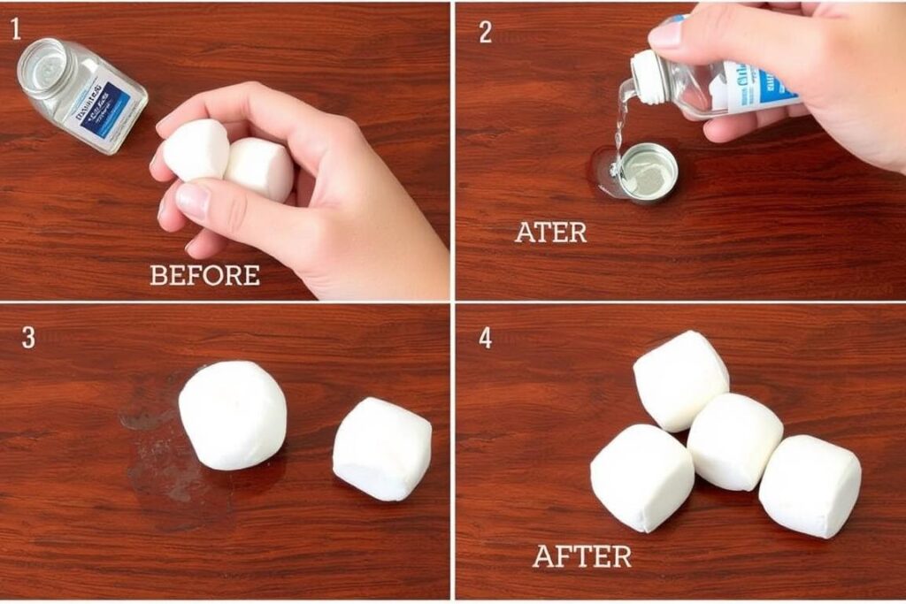 Proces usuwania śladów po markerze z drewnianego mebla