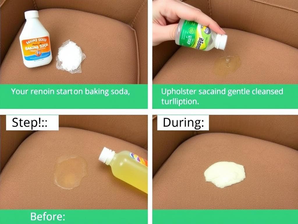 Proces usuwania tłustej plamy z tapicerki meblowej