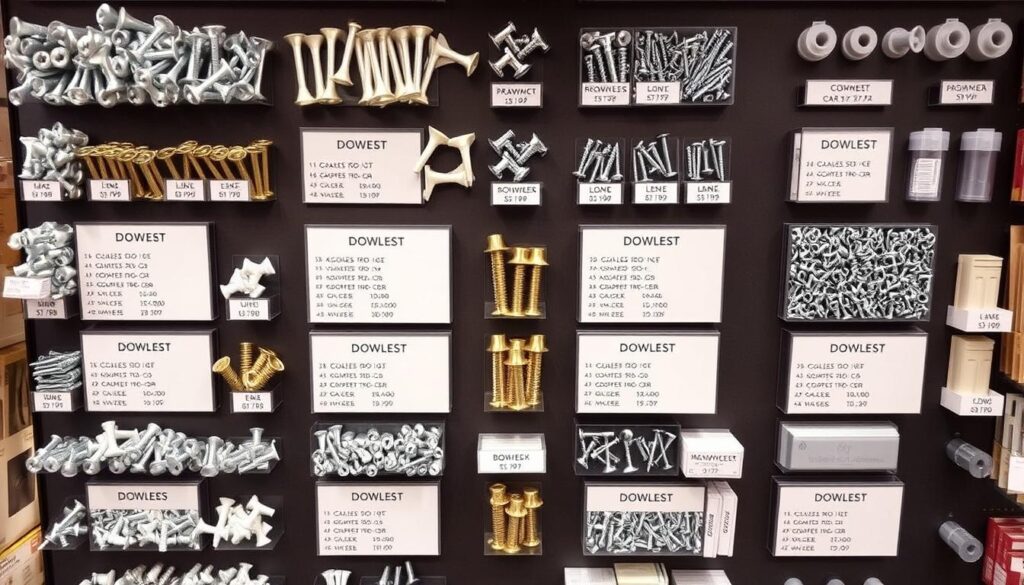 Różne rodzaje kołków i wkrętów do montażu listew przypodłogowych