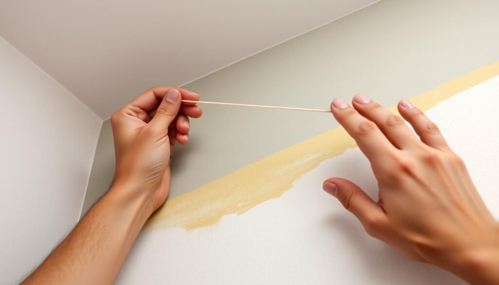 Technika wykonania precyzyjnego podziału kolorystycznego przy zaokrągleniach sufitu