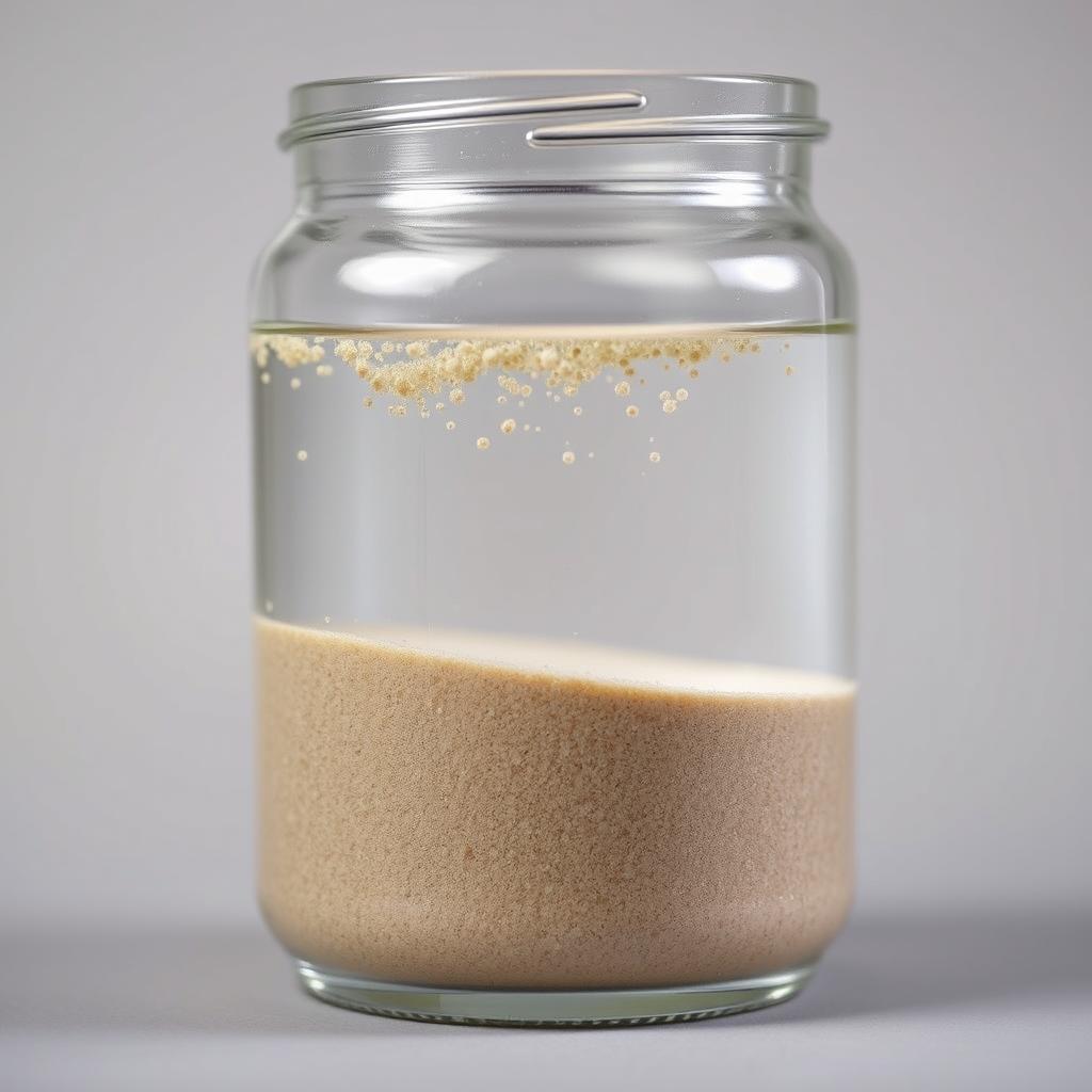 Test sedymentacyjny piasku do zaprawy murarskiej w słoiku z wodą