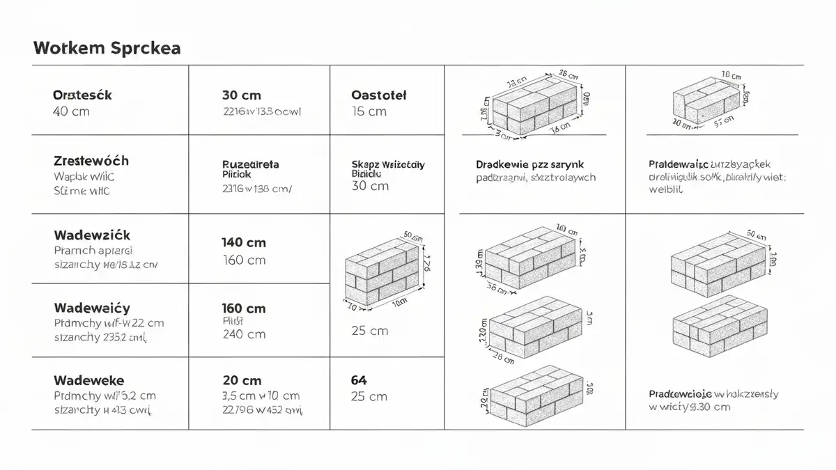 Tabela przelicznika cegieł na 1 m² muru - różne formaty i wymiary cegły