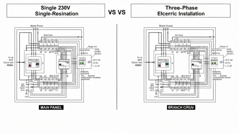 Porównanie schemat instalacji elektrycznej 230V jednofazowej i 400V trójfazowej w domu